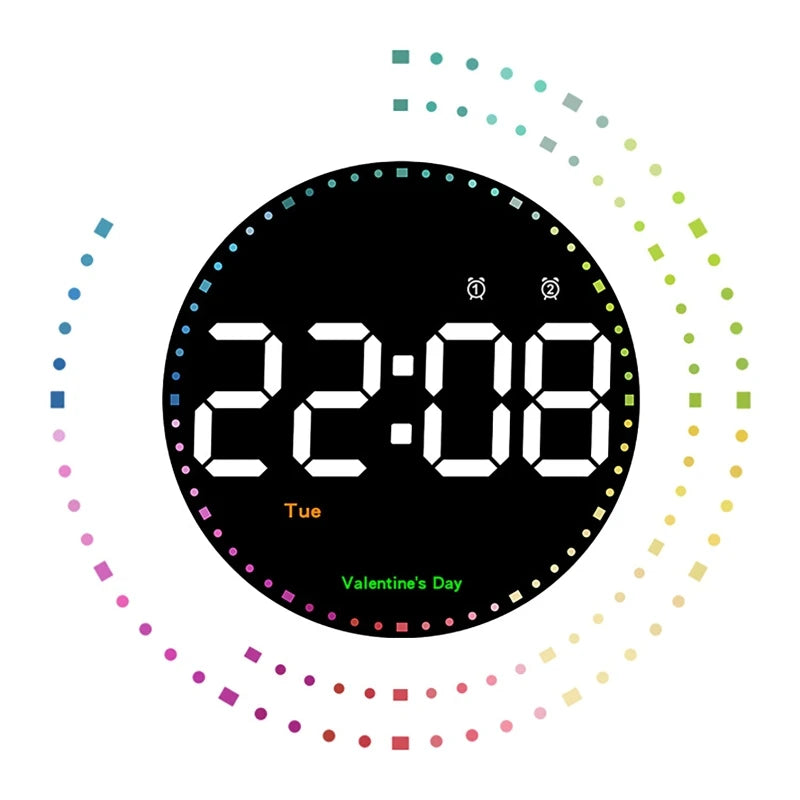 Digital Electronic Clock With calendar Large Display Wall Hanging Clock Home Deco LED Clock Smart dazzling Color Watch