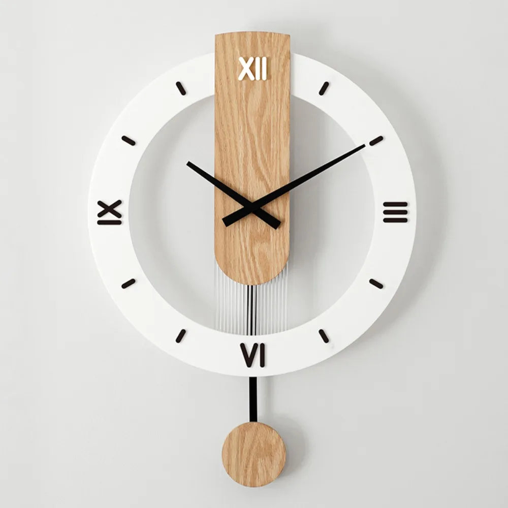 Living Room Decoration Wall Clock Wall Decoration Items Silent Digital Wall Clock Personalized Solid Wood Decorative Wall Clock