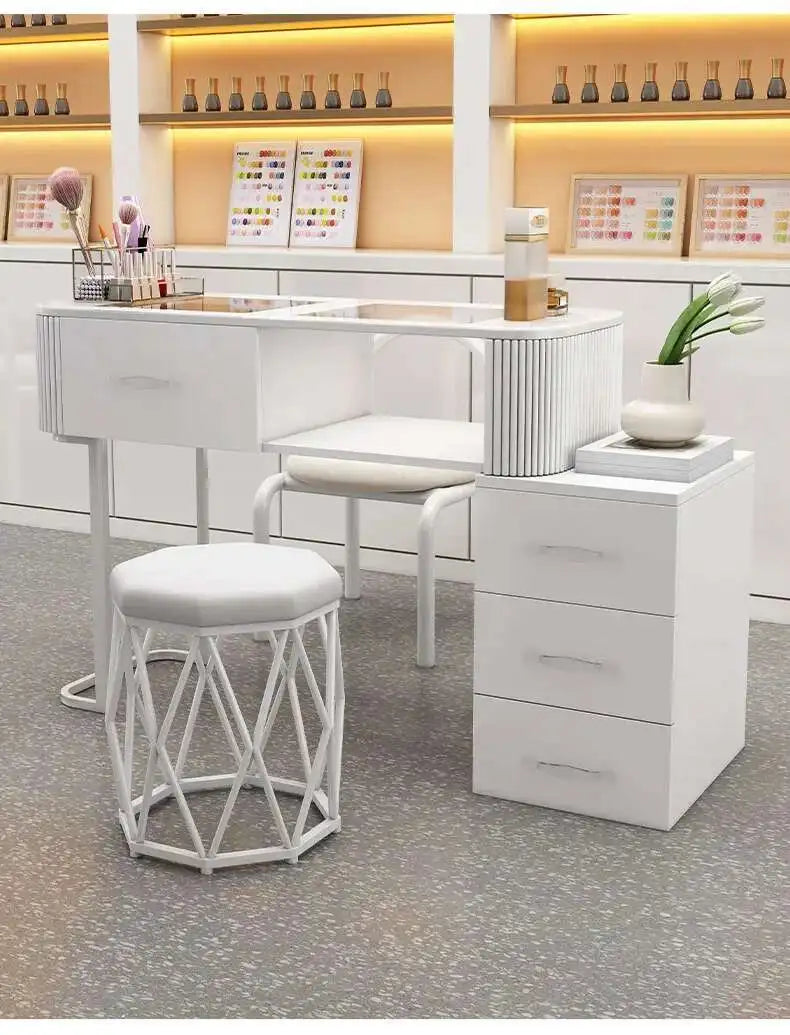 Simple Professional Nail Table Modern Luxury Nail Artist Manicure Table Wooden Storage Mesa De Manicure Salon Furniture KMNT