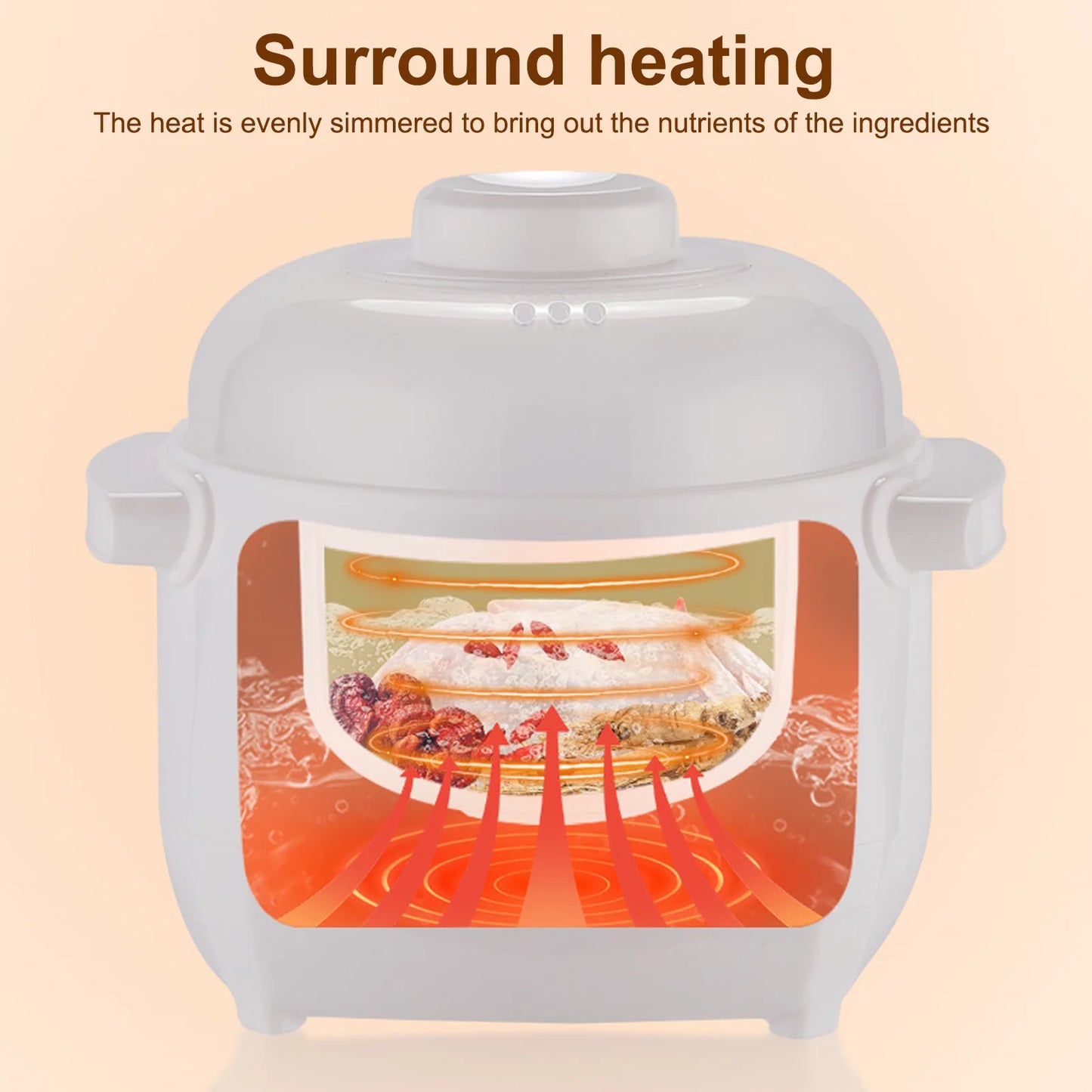 Electric Porridge Soup Pot 200W Mini Ceramic Stew Cooker 1L Capacity Electric Slow Cooker Porridge Soup Pot Automatic Power Off