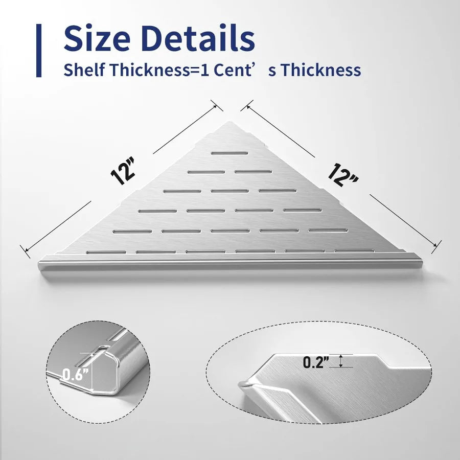 Corner Shower Shelf 12 Brushed 304 Stainless Steel Slot Design Recessed Corner Shelves 2 Pack Bathroom Shelf Rack for Tiled Wal