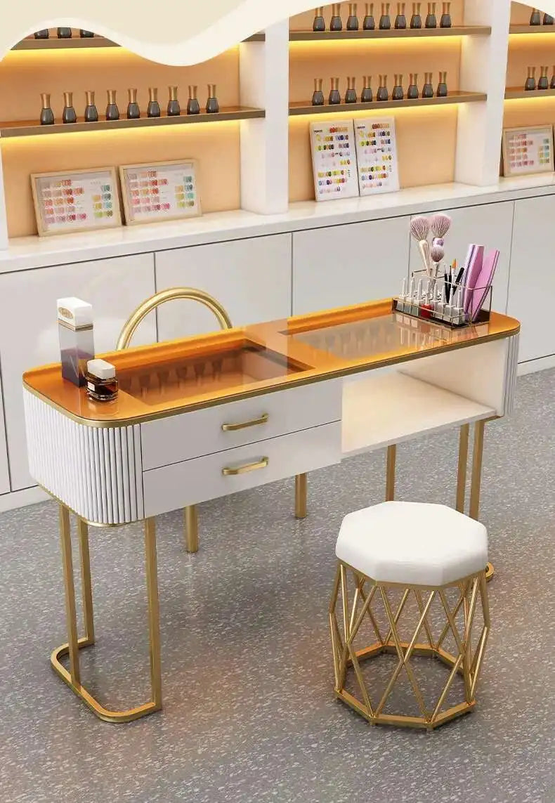 Simple Professional Nail Table Modern Luxury Nail Artist Manicure Table Wooden Storage Mesa De Manicure Salon Furniture KMNT