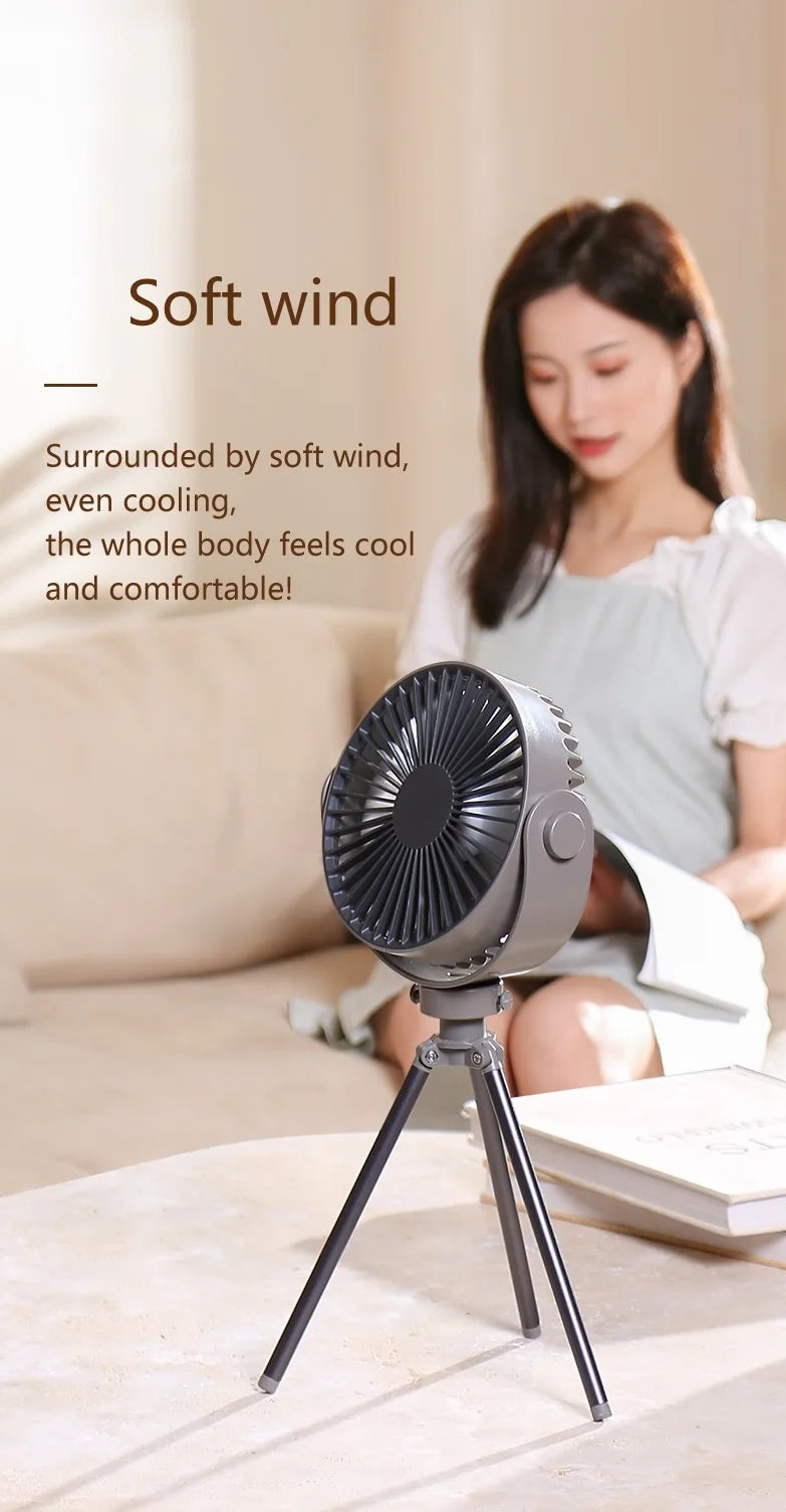 New Home Appliances Portable Tripod Dual Use Fan Ceiling Fan with Rubber Handle and Tripod Bracket Hot Sale Tent Camping Fan