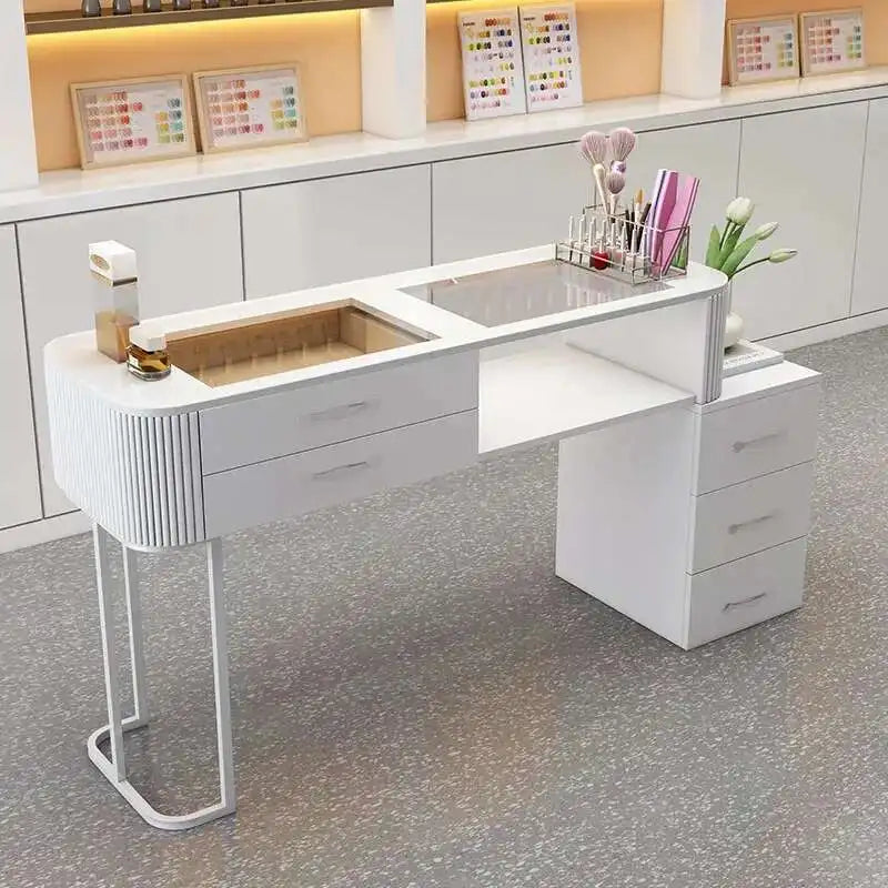 Simple Professional Nail Table Modern Luxury Nail Artist Manicure Table Wooden Storage Mesa De Manicure Salon Furniture KMNT