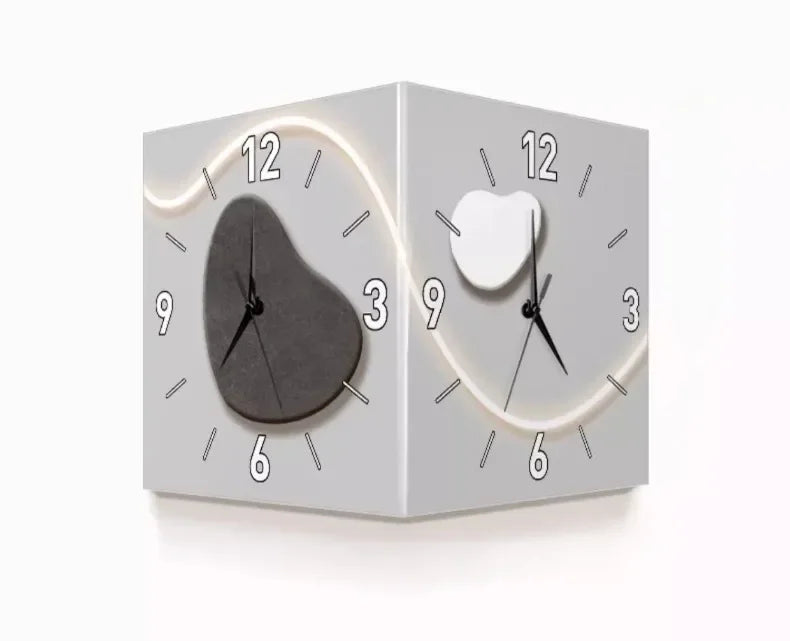 Double-sided Wall Clock Creative Living Room Mural Corner Corner Clocks Modern Art LED Light Wall Clock Hanging Decoration