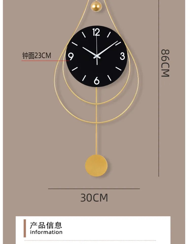 Modern Bedroom Wall Clocks Luxury Design Quiet Metal Wall Clocks Gold Black Reloj Pared Decorativo Furniture Living Room