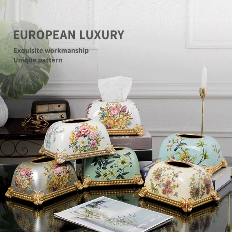 European-style living room coffee table simple drawing paper box home American light luxury ceramic bread tissue box decoration