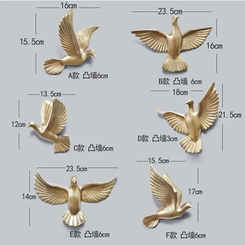 European White Three-dimensional Bird Wall Decoration Living Room Swallow Wall Hanging Abstract Animal Ornaments Home Decoration