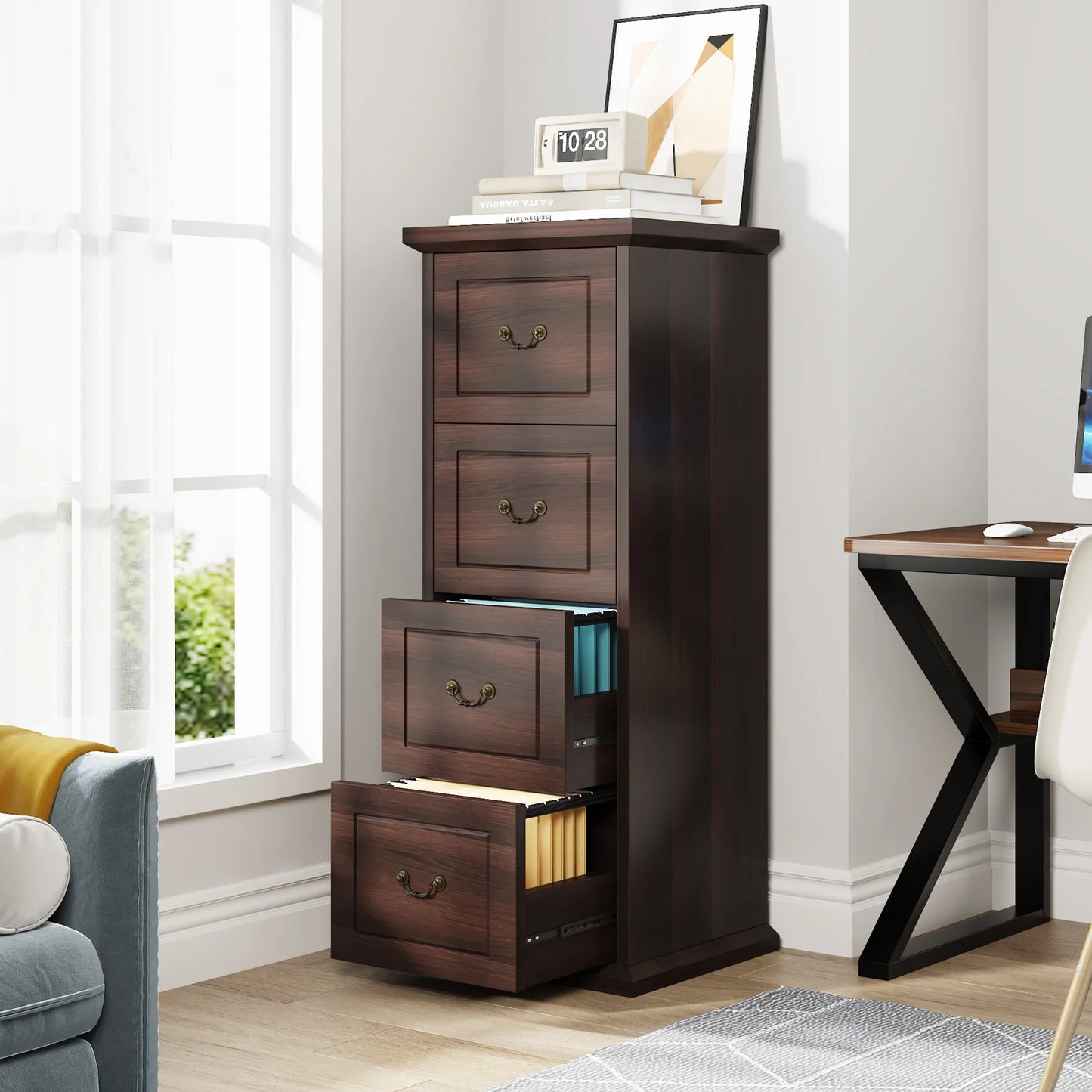 Tribesigns 4-Drawer File Cabinet Filing Cabinet, Vertical File Cabinet Home Office Wood Filing Cabinet for A4 /Letter Size