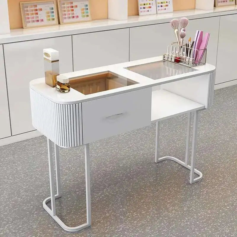 Simple Professional Nail Table Modern Luxury Nail Artist Manicure Table Wooden Storage Mesa De Manicure Salon Furniture KMNT