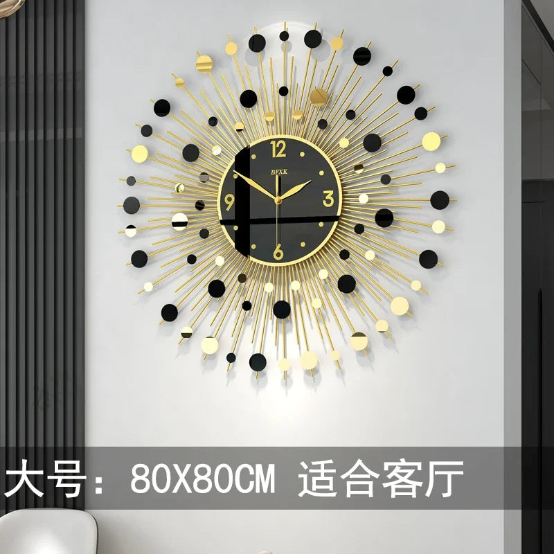 Modern Living Room Wall Clocks Gold Black Simple Stylish Wall Clock Art Unique Reloj De Pared Para Sala Home Furniture