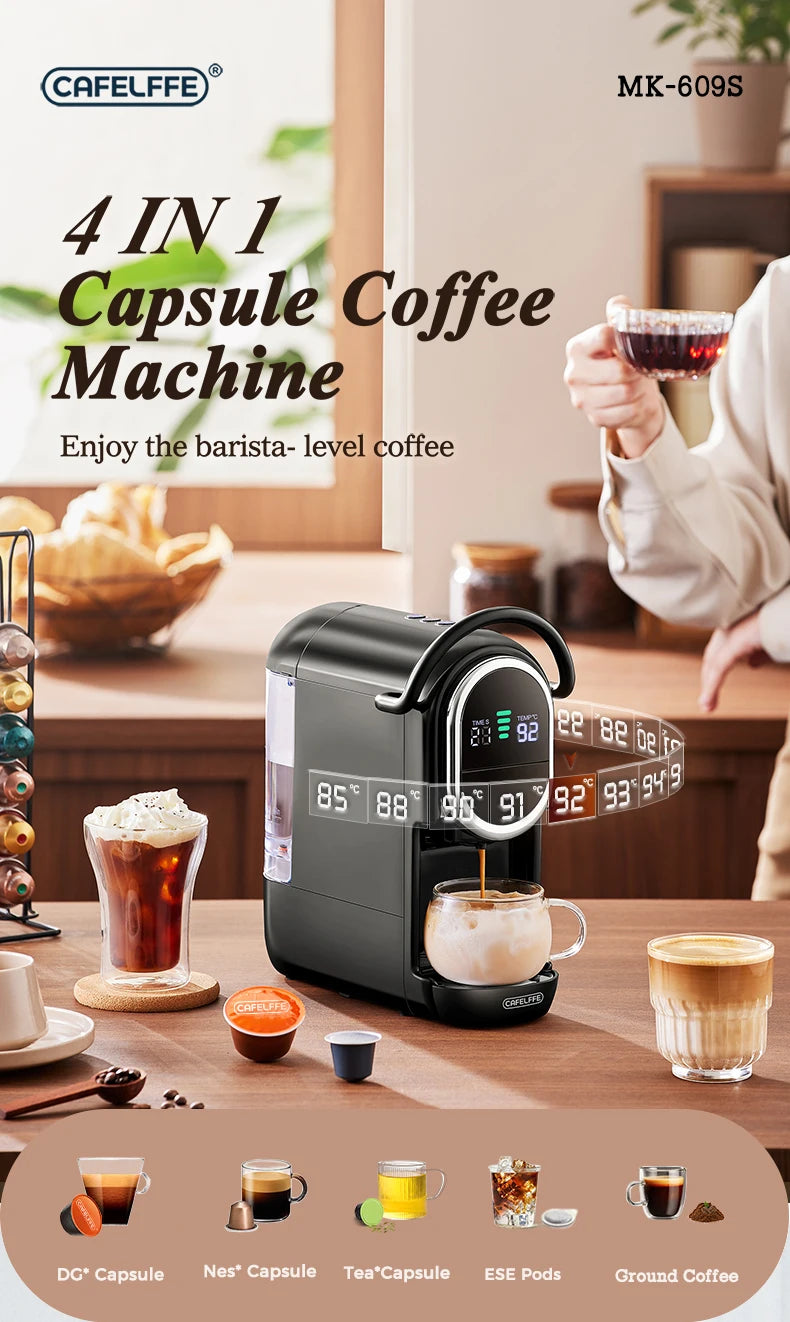 CAFELFFE 4in1 Capsule Coffee Machine Hot/Cold Multiple Espresso Cafetera Cappuccino Coffee Maker Dolce Gusto Nespresso Powder 19