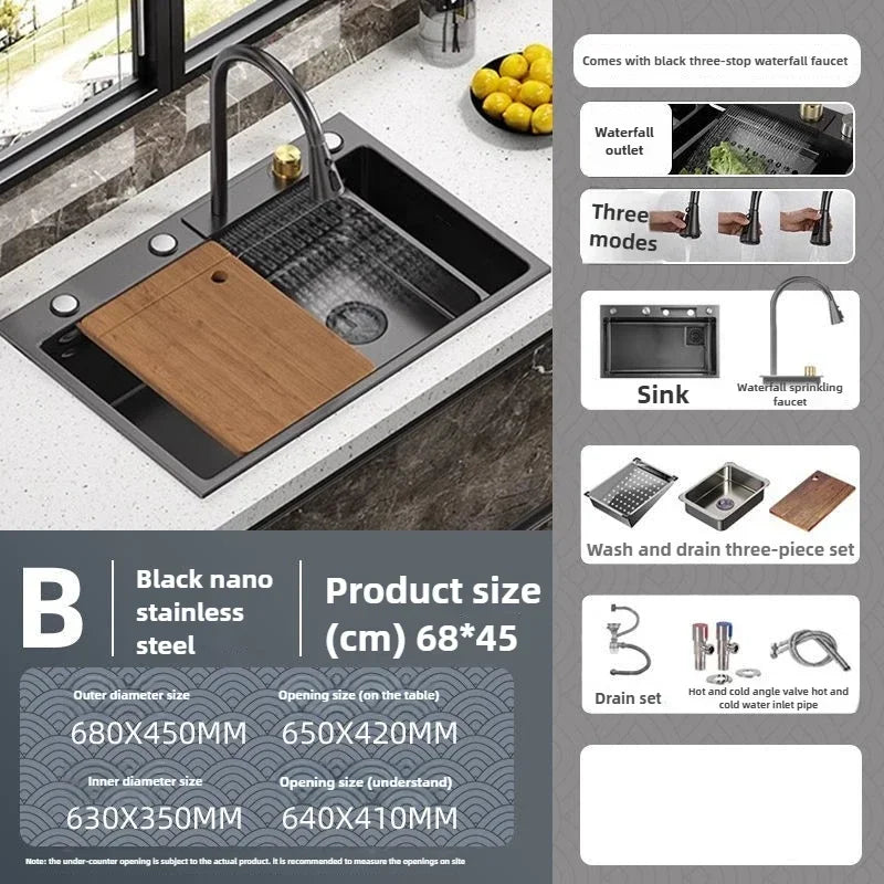 Thickened 304 Sink Stainless Steel Sink Single Vegetable Basin Dishwasher Table Stainless Steel Kitchen Accessories Basin Large