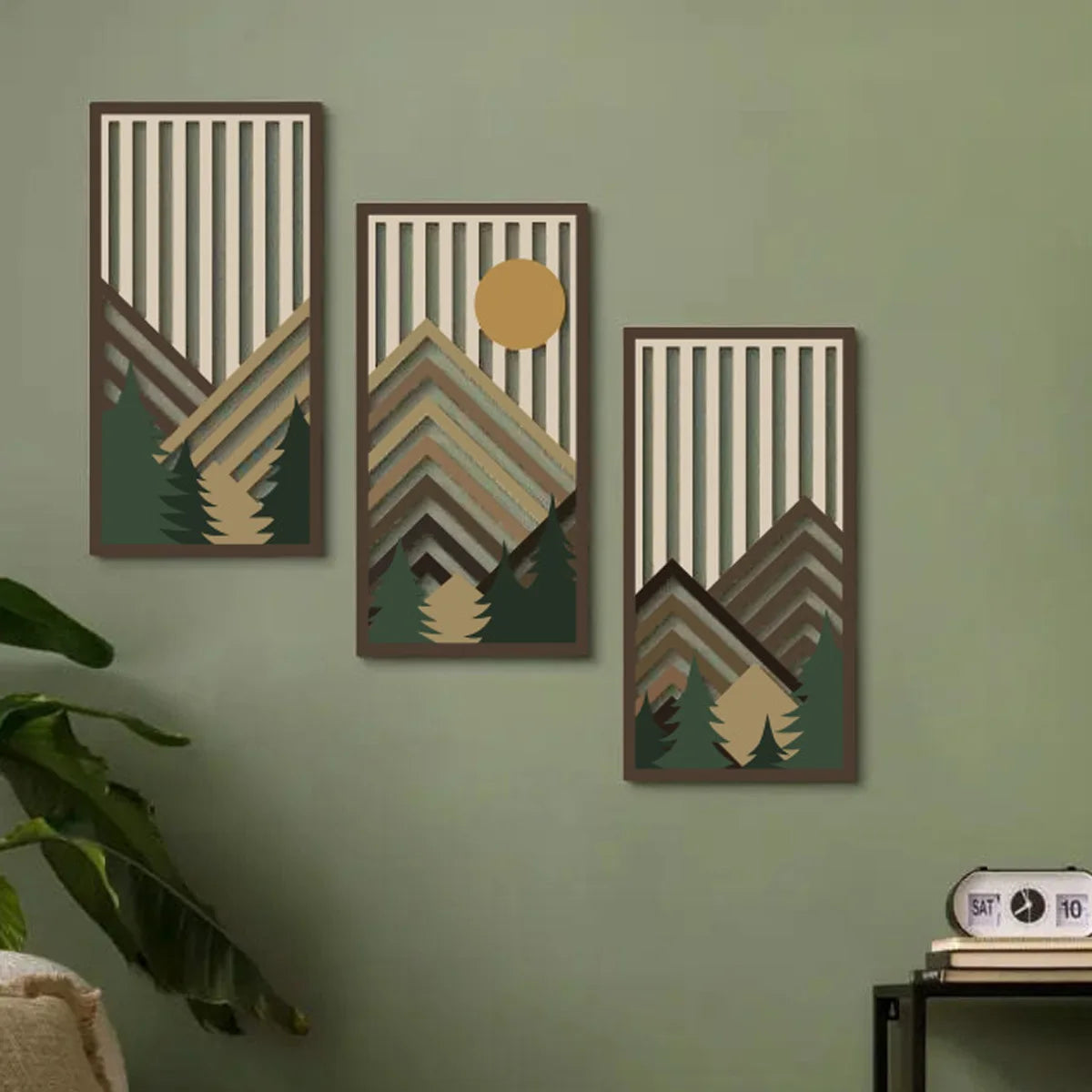 3pcs Wooden Wall Decor Set hollow wooden decoration, hanging wooden signs wall art decoration crafts