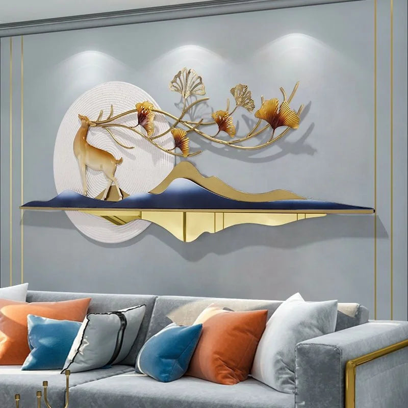 Light Luxury Modern Creative Dear Design Wall Decor Living Room Bed Room Hotel Background Metal Handmade Wall Hanging