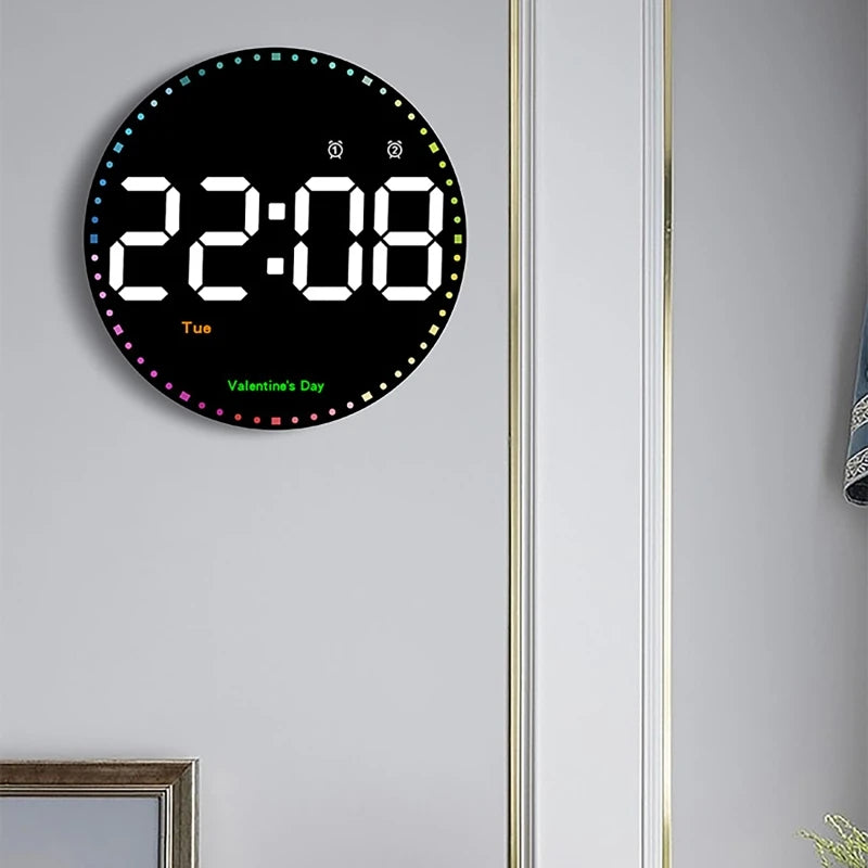 Digital Electronic Clock With calendar Large Display Wall Hanging Clock Home Deco LED Clock Smart dazzling Color Watch