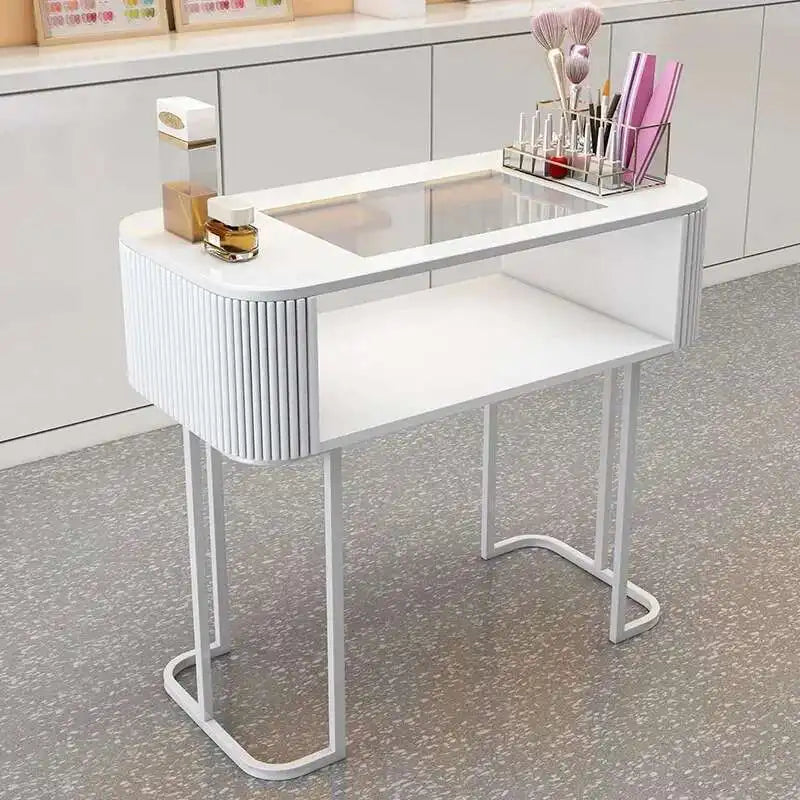 Simple Professional Nail Table Modern Luxury Nail Artist Manicure Table Wooden Storage Mesa De Manicure Salon Furniture KMNT