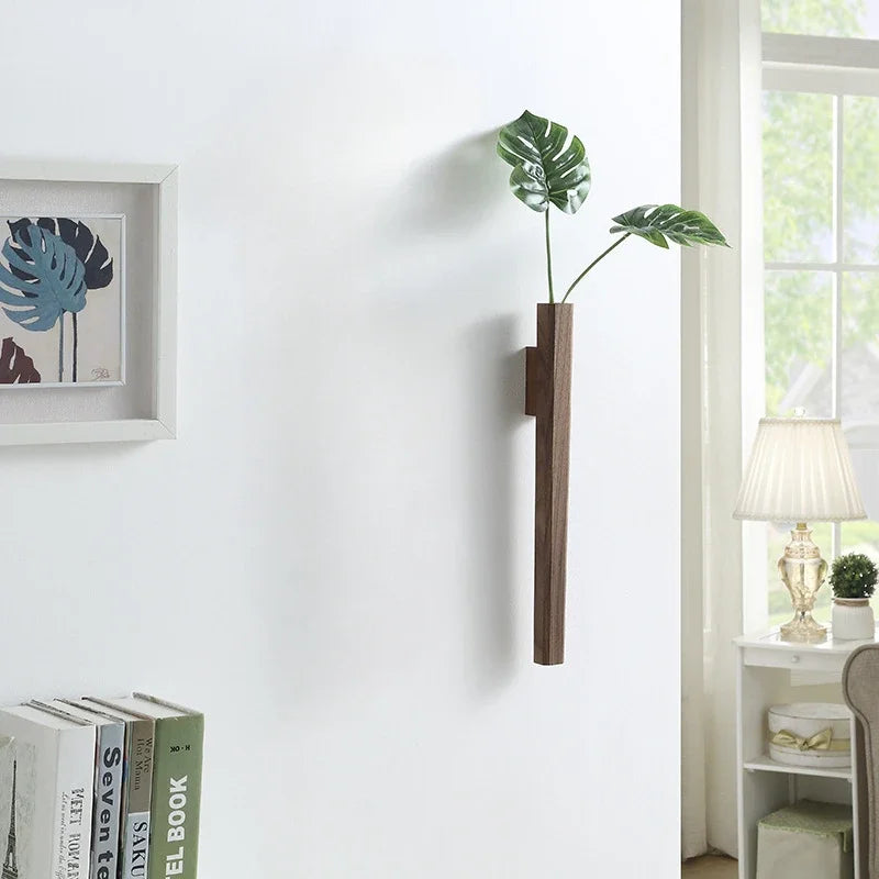 Wall Hanging Vase Home Wall Decoration Porch Living Room Bohemian Style Wooden Solid Wood Flower