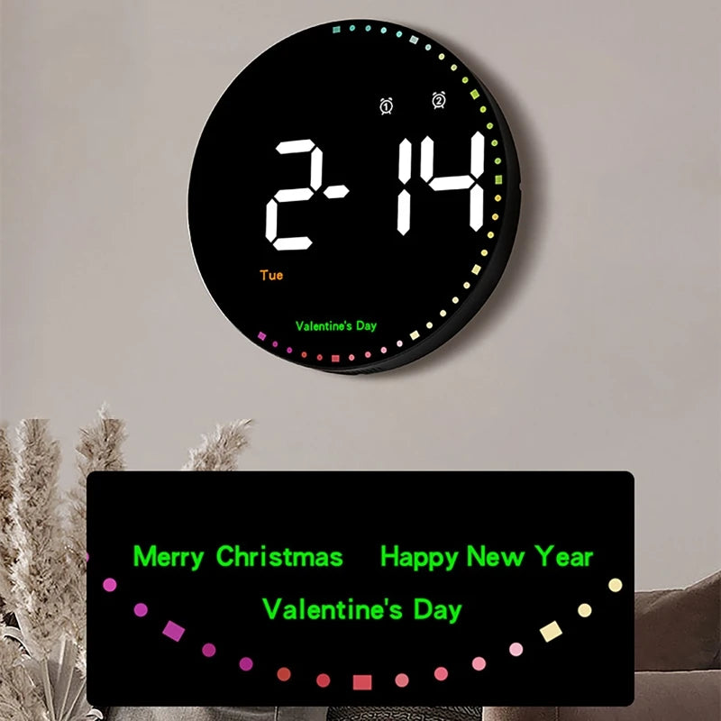 Digital Electronic Clock With calendar Large Display Wall Hanging Clock Home Deco LED Clock Smart dazzling Color Watch