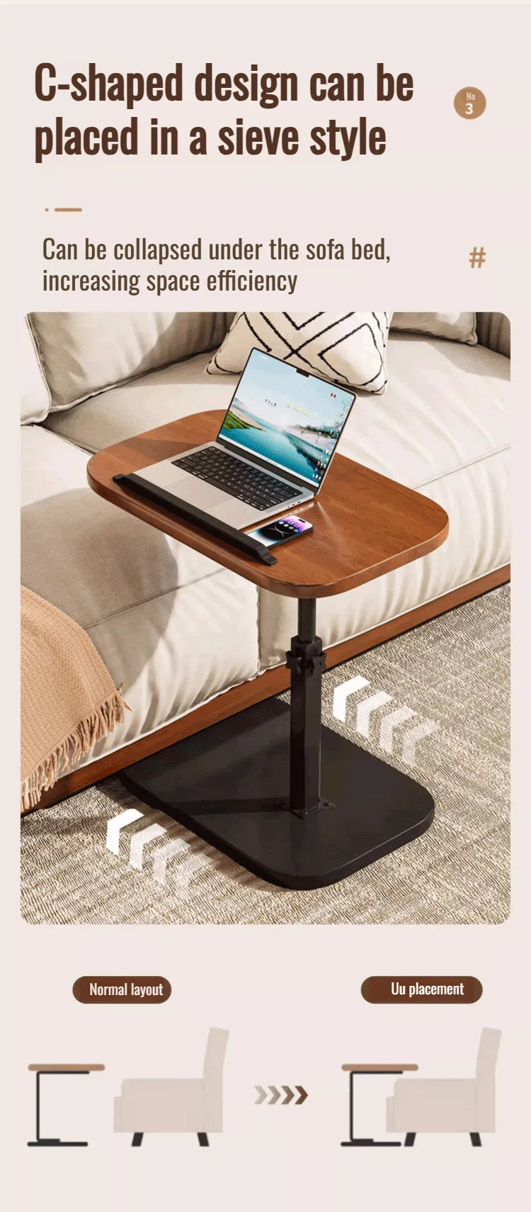 Dormitory Bedside Table Household foldable Mobile Lift Computer Desk Portable livingroom side table Bedroom Lazy Laptop Desk