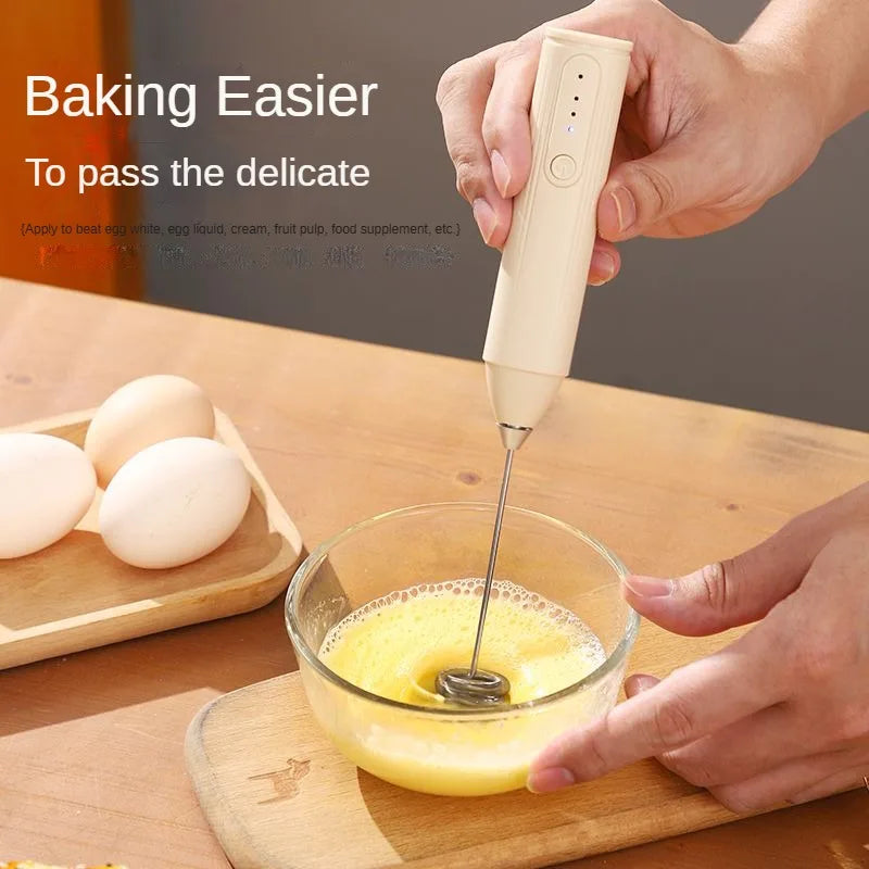 Wireless portable electric milk mixer, stainless steel mini milk frother, coffee mixer, egg beater, sauce mixer, kitchen tools