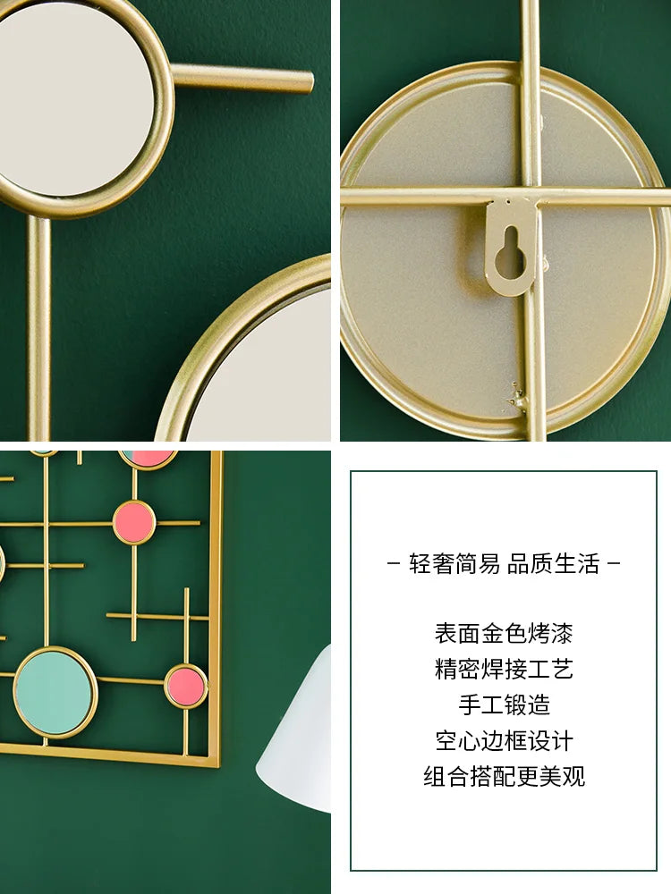 European-style round combination wall decoration mirror wall hanging creative bedroom living room sofa background wall pendant
