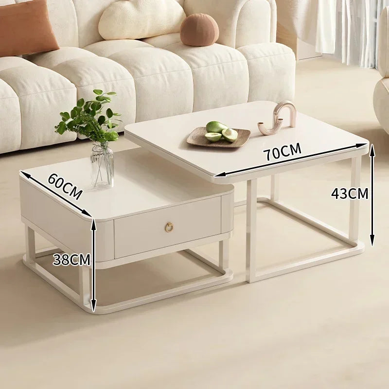 Simple Modern Coffee Table Luxury Storage Bedroom Low Coffee Table White Minimalist Meubles De Salon Living Room Furniture White