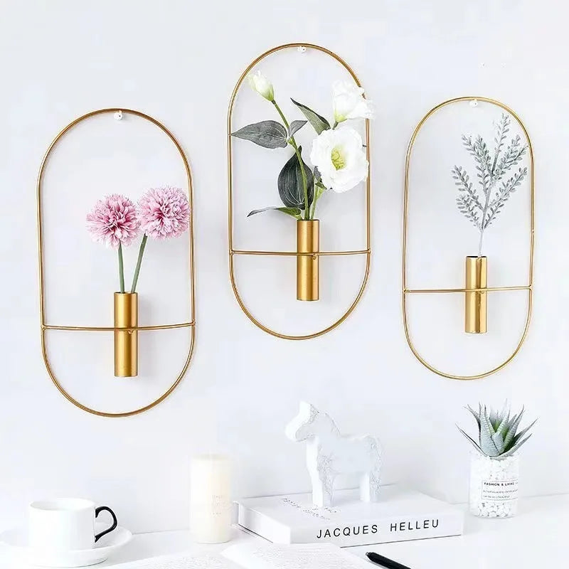 Wall Decoration Flower Vase Rack Iron Wall Hanging Creative Nordic Style Aesthetic Room Decor Living Room Decoration Gifts
