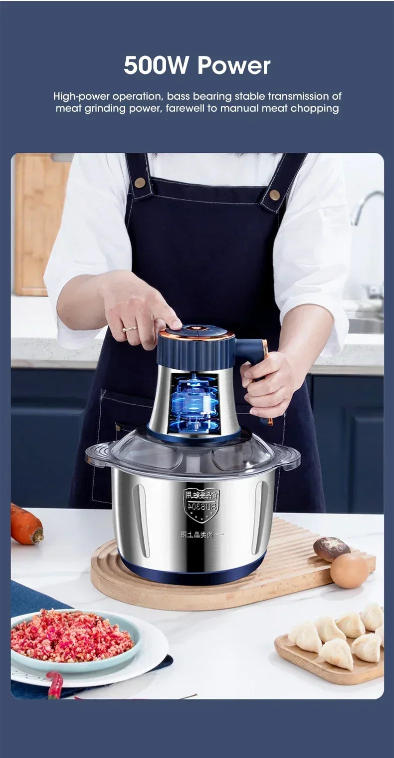 Electric Meat Grinder 304 Stainless Food Crusher Multifunction Vegetable Fruit Pepper Garlic Chopper Mincer Baby Food Processor