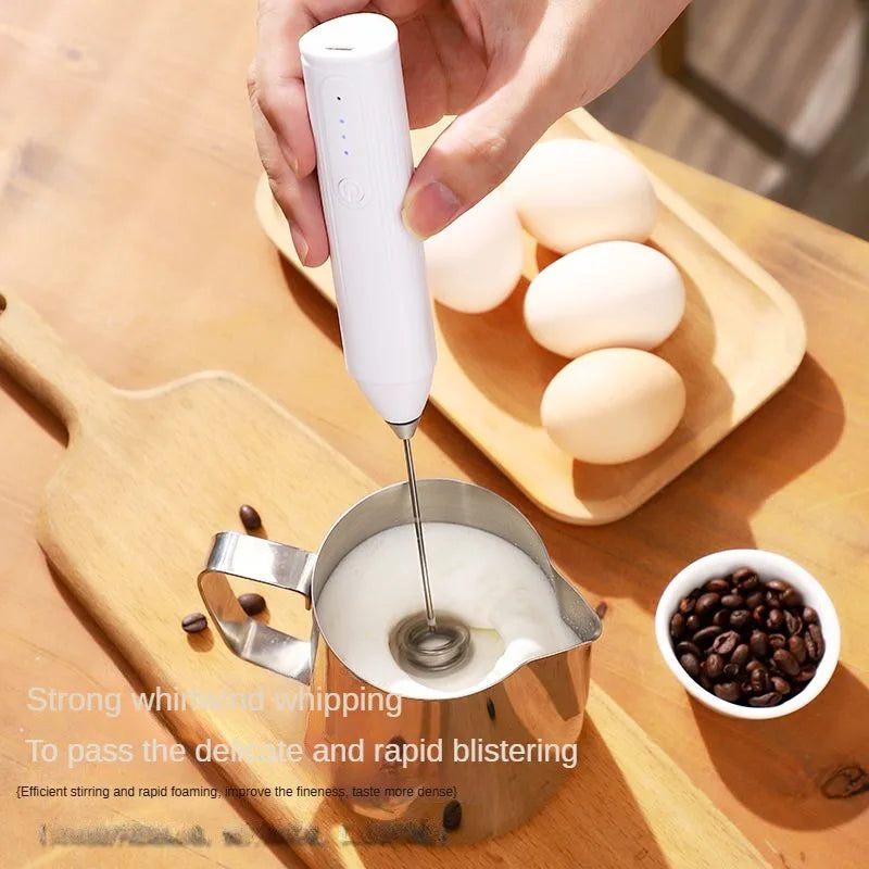 Wireless portable electric milk mixer, stainless steel mini milk frother, coffee mixer, egg beater, sauce mixer, kitchen tools
