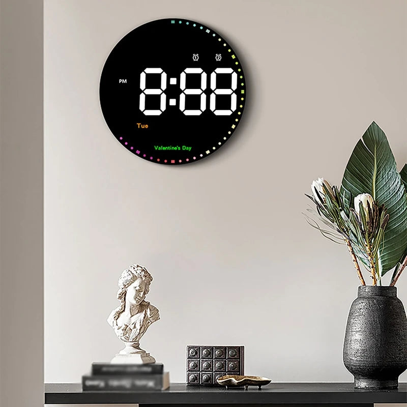 Digital Electronic Clock With calendar Large Display Wall Hanging Clock Home Deco LED Clock Smart dazzling Color Watch