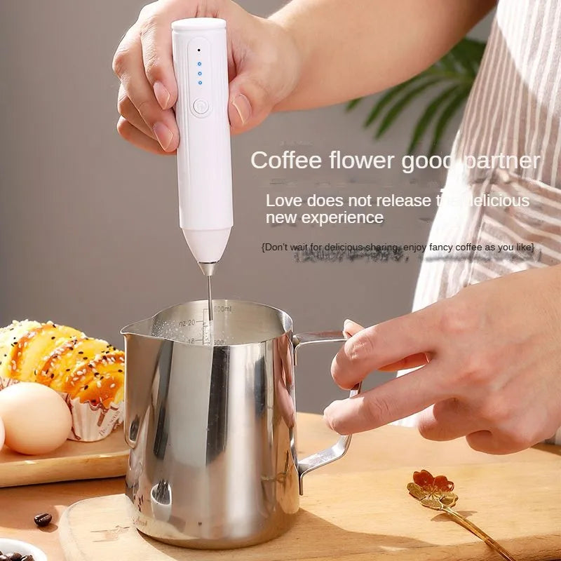 Wireless portable electric milk mixer, stainless steel mini milk frother, coffee mixer, egg beater, sauce mixer, kitchen tools