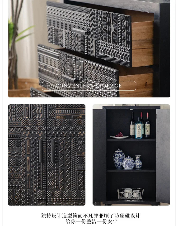 Open Buffet Solid Wood Sideboards Living Room Dresser Closets Luxury Display Cabinet Entrance Credenza Dining Room Furniture
