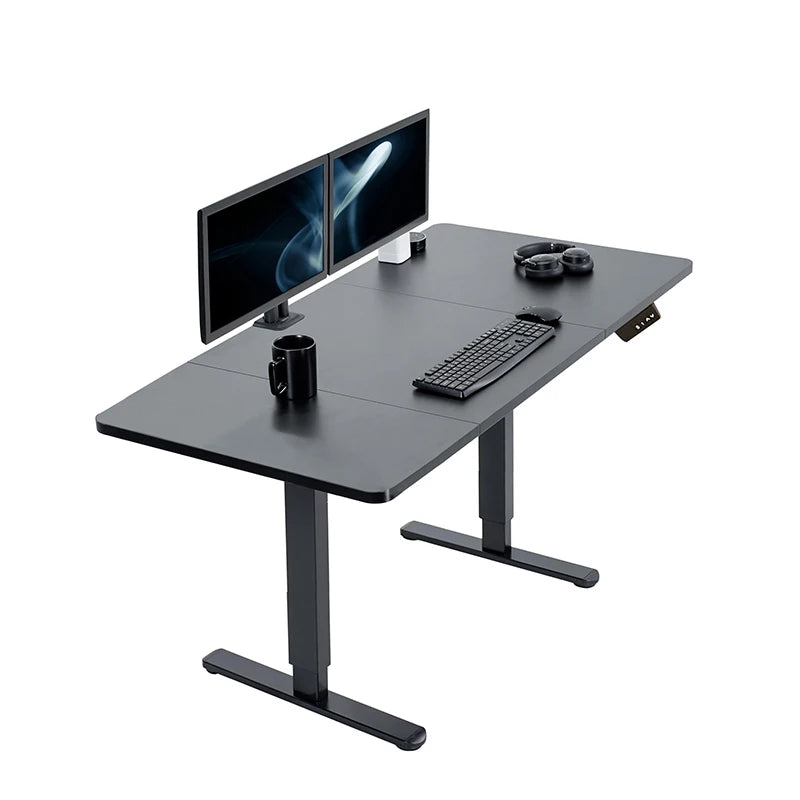 Electric Computer Table Vertical Desk Workstation Integrated Style Desktop Belt Lifting and Lowering Function Computer Desk 140x70cm