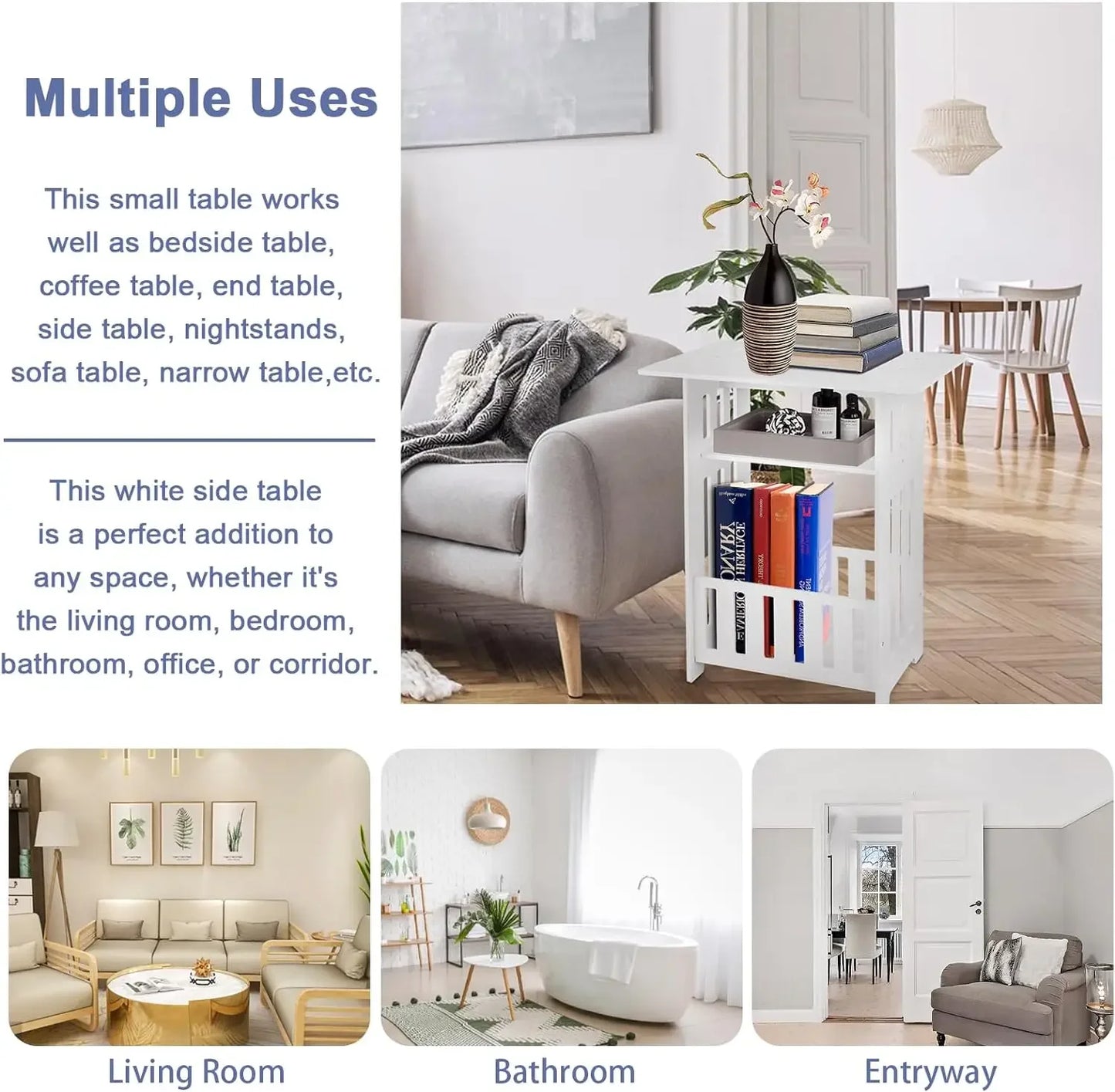 Small Bedside Table Sofa Side Table Living Room Cabinet Side End Coffee Tea Table Nightstand Storage Shelf for Bedroom Bedside