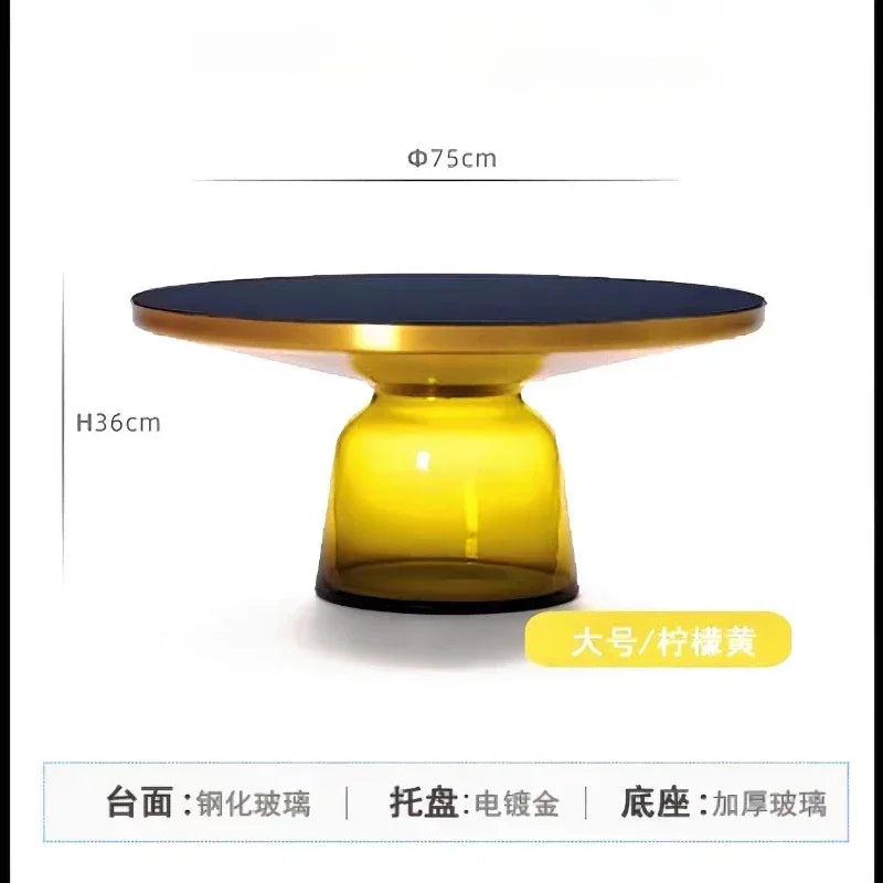 German Design Living Room Bedside Table, Sofa Side Table, Coffee Table, Indoor Round Glass, Nordic Light Luxury Coffee Table