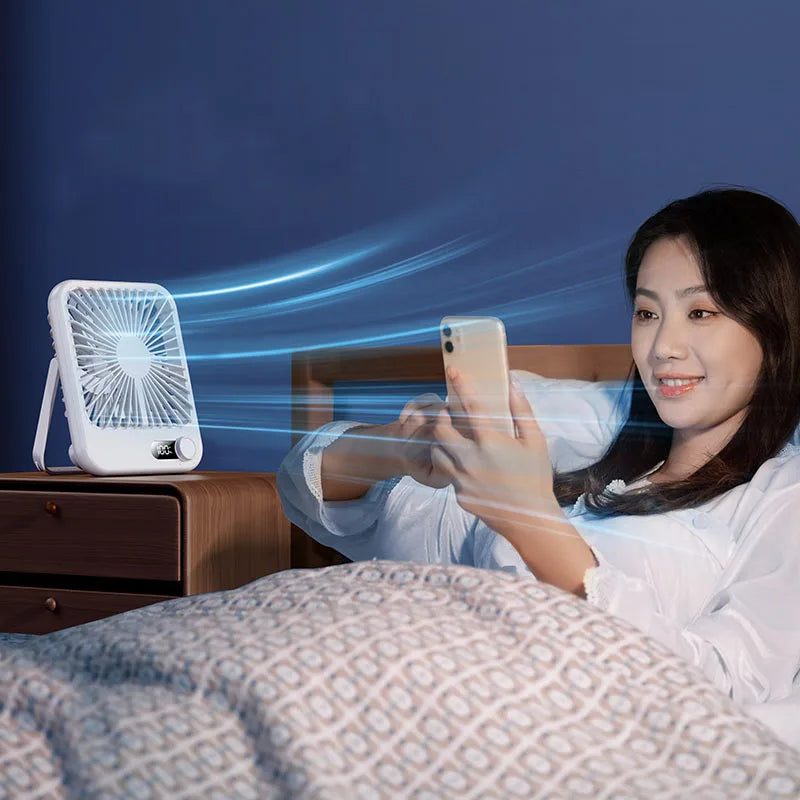 Small Desktop Electric Fan Rechargeable Home Student Dormitory Bedside Class Silent Ultra-thin Desktop Fan Super Silent