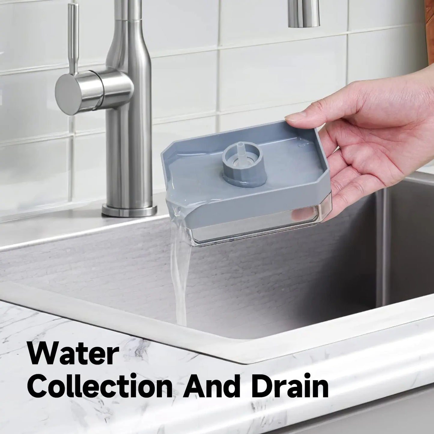 AIKE 2 in 1 Kitchen Soap Dispenser with Sponge Stainless Steel Dish Soap Box Detergent Dispenser for Dishwashing Manual Pump