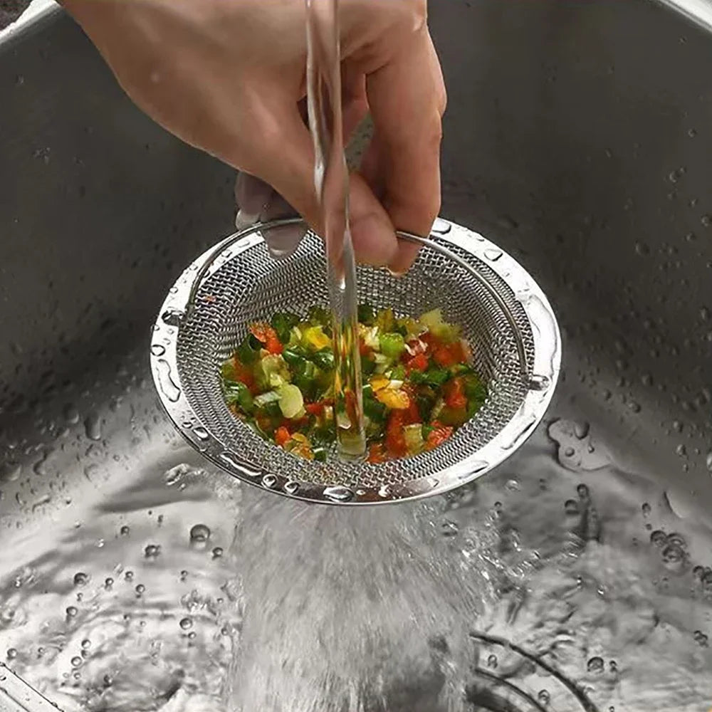 1/5PCS Stainless Steel Kitchen Sink Filter Kitchen Garbage Food Residue Dishsink Filter With Handle Metal Sink Strainer