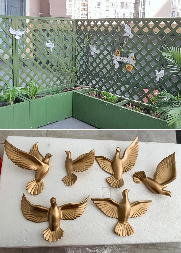 European White Three-dimensional Bird Wall Decoration Living Room Swallow Wall Hanging Abstract Animal Ornaments Home Decoration