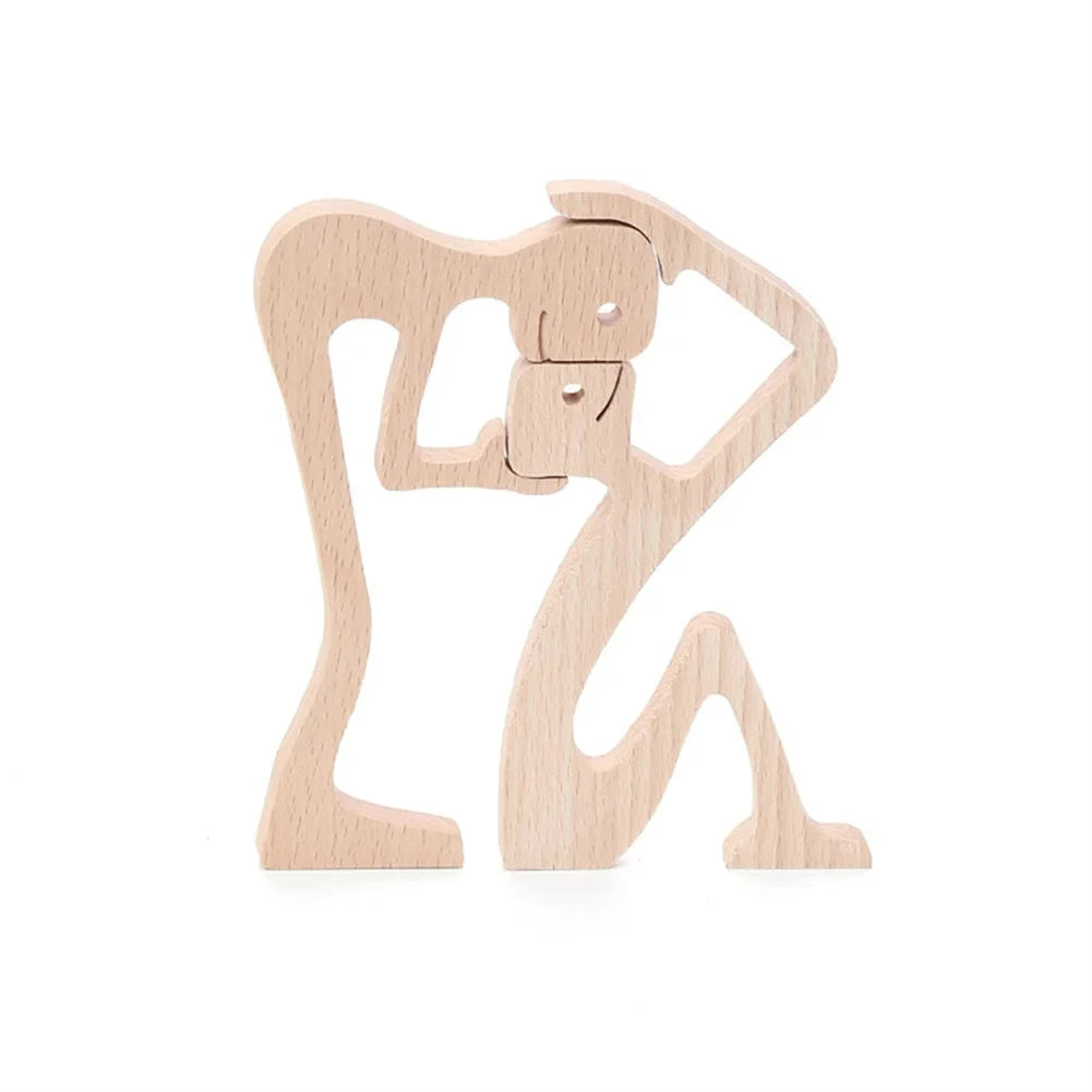 Wooden Dog And Human Craft Figurin Creative 3D Home Office Decoration Man Statue Wood Toy Desk ECO Friendly Free Shipping