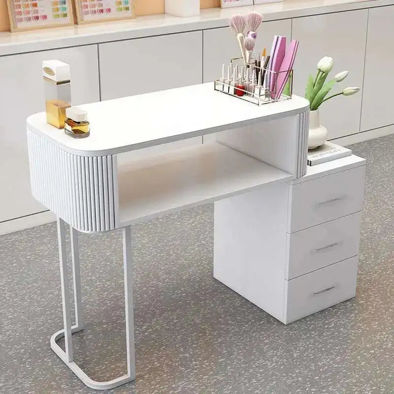 Simple Professional Nail Table Modern Luxury Nail Artist Manicure Table Wooden Storage Mesa De Manicure Salon Furniture KMNT