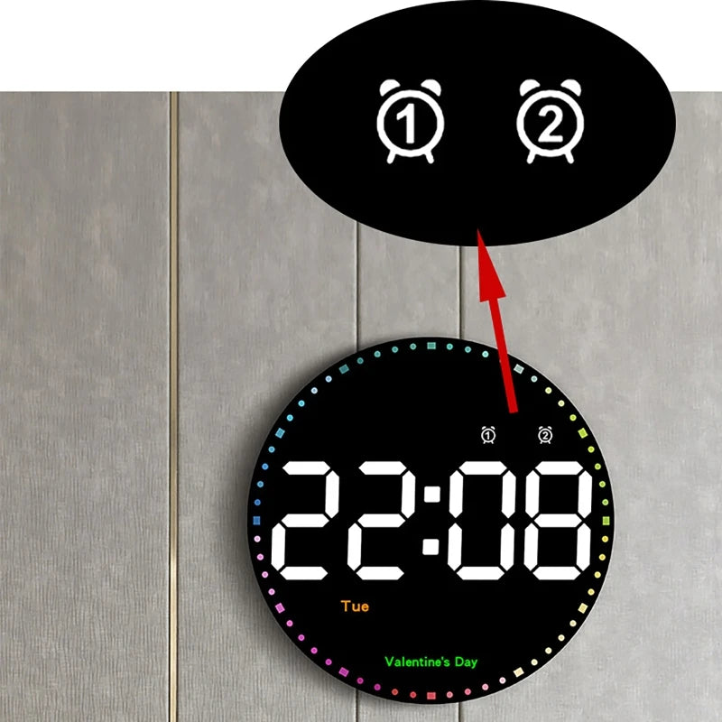 Digital Electronic Clock With calendar Large Display Wall Hanging Clock Home Deco LED Clock Smart dazzling Color Watch