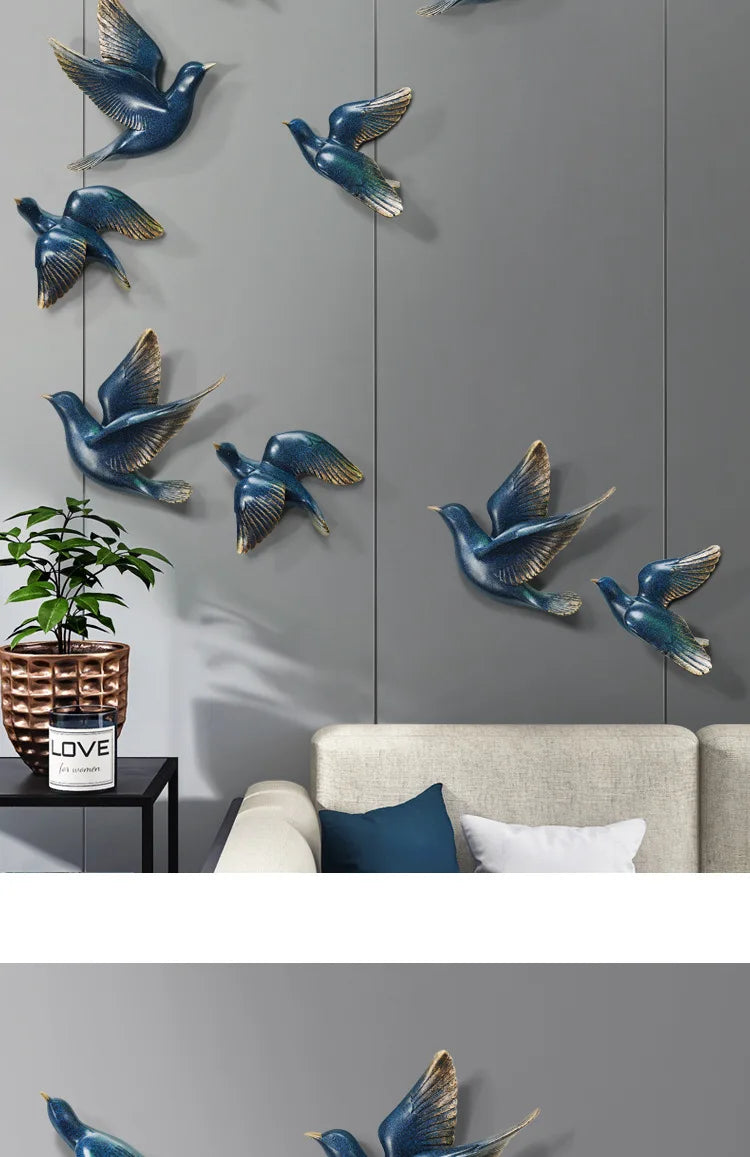Bird Wall Hanging European Three-dimensional Creative Living Room Entrance Background Wall Decoration Wall Hanging