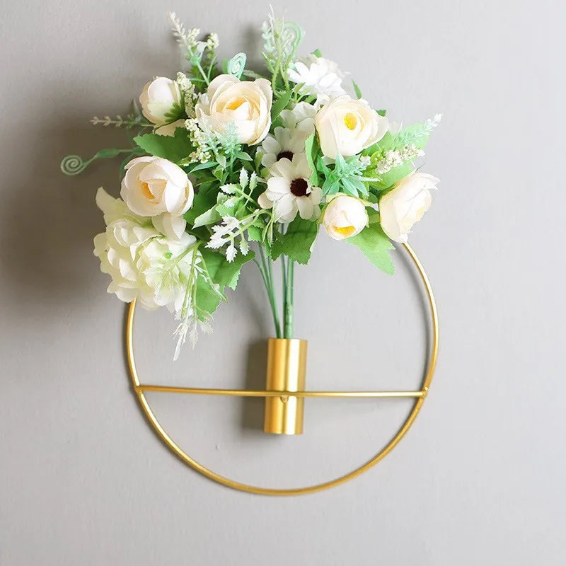 Wall Decoration Flower Vase Rack Iron Wall Hanging Creative Nordic Style Aesthetic Room Decor Living Room Decoration Gifts