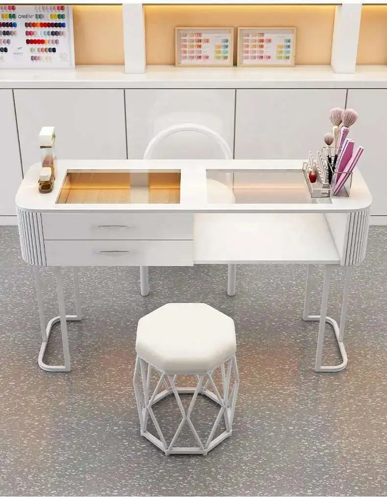Simple Professional Nail Table Modern Luxury Nail Artist Manicure Table Wooden Storage Mesa De Manicure Salon Furniture KMNT
