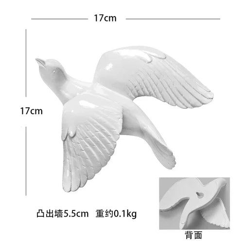 European White Three-dimensional Bird Wall Decoration Living Room Swallow Wall Hanging Abstract Animal Ornaments Home Decoration