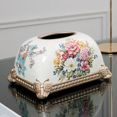 European-style living room coffee table simple drawing paper box home American light luxury ceramic bread tissue box decoration