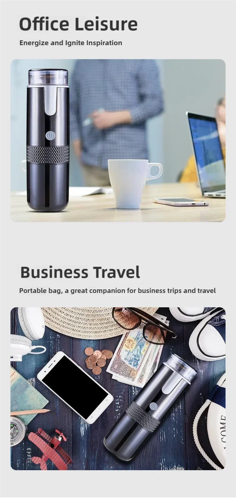 Electric Coffee Maker Convenient Capsule Ground Coffee Brewer Travel Camping Coffee Maker for Ground Coffee and KCUP Capsules