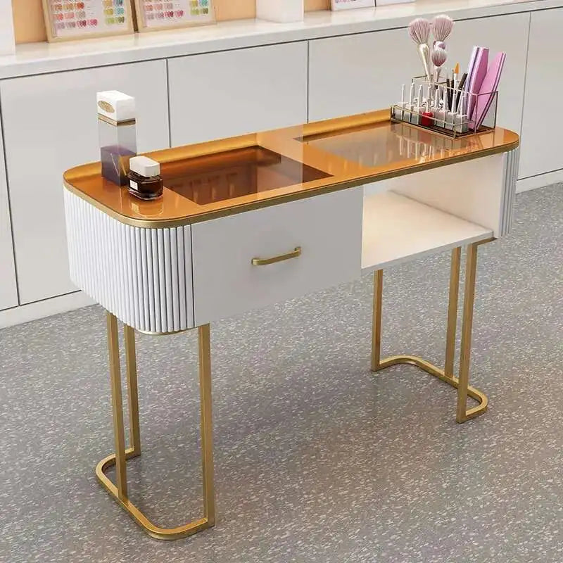 Simple Professional Nail Table Modern Luxury Nail Artist Manicure Table Wooden Storage Mesa De Manicure Salon Furniture KMNT